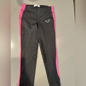 Kids Black and Pink Leggings Tough Rider equestrian tights breeches  xs xsmall